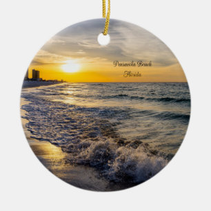 Décoration En Céramique Pensacola Splashing Waves Sunrise Ornament