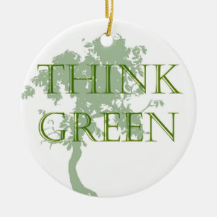 Décoration En Céramique Pensez l'ornement vert d'arbre