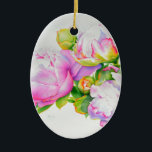 Décoration En Céramique Peonies, pink, white, floral watercolor painting<br><div class="desc">This romantic old-fashion pink and white peony floral painting gives you a feeling of old world style classic elegance!
 A beautiful original watercolor painting by H Cooper.  Image is customizable and transferable to 100’s of products!</div>