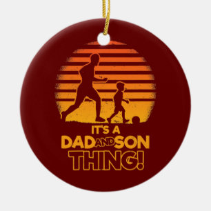Décoration En Céramique père et fils soccer à l'approche C'est un père et 