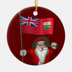 Décoration En Céramique Père Noël Avec Drapeau De L'Ontario CDN