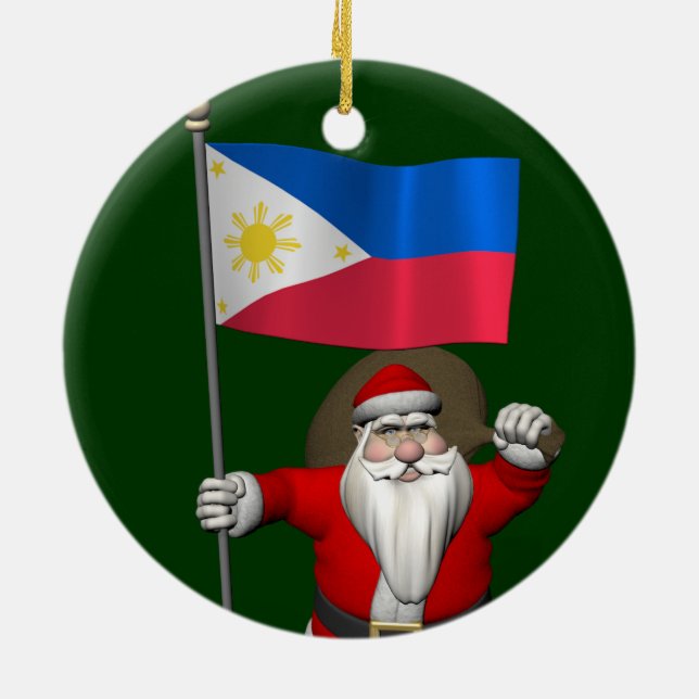 Décoration En Céramique Père Noël Avec L'Enseigne Des Philippines (Dos)