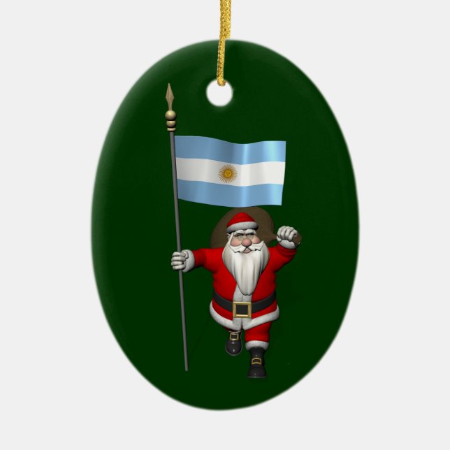Décoration En Céramique Père Noël Avec L'Ensigne D'Argentine (Devant)