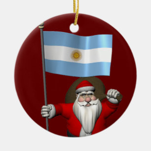 Décoration En Céramique Père Noël Avec L'Ensigne D'Argentine