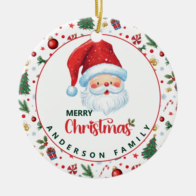 Décoration En Céramique Père Noël avec Motif festif Joyeux Noël (Devant)