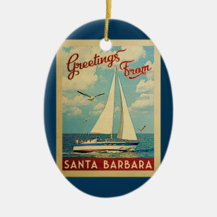 Décoration En Céramique Père Noël Barbara Vintage voyage de voilier Califo