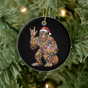 Décoration En Céramique Père Noël Bigfoot Lumières de Noël Rock Drôle 