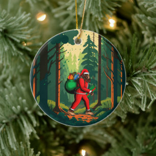 Décoration En Céramique Père Noël Bigfoot Sac de Cadeaux