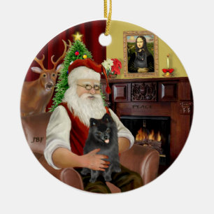 Décoration En Céramique Père Noël-Black Pomeranian