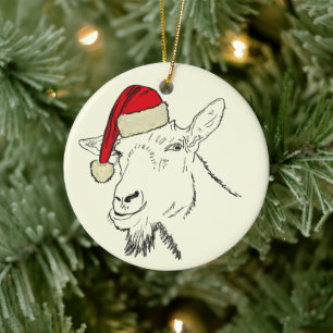 Décoration En Céramique Père Noël chèvre drôle