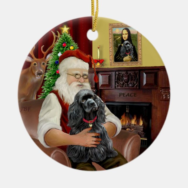 Décoration En Céramique Père Noël - Cocker (noir) (Devant)