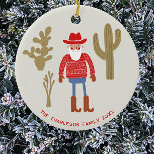 Décoration En Céramique Père Noël Cowboy Noël Texte personnalisé