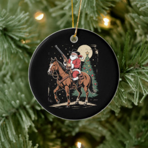 Décoration En Céramique Père Noël Cowboy Vintage Christmas Tree Cowboy Lov