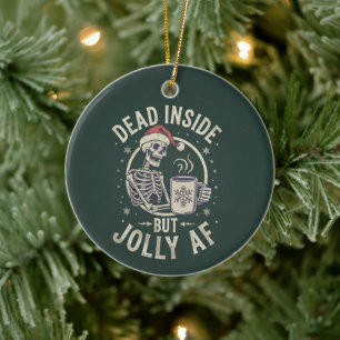 Décoration En Céramique Père Noël crâne mort à l'intérieur Noël vintage jo