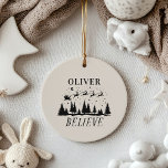 Décoration En Céramique Père Noël croient Noël traditionnel beige photo<br><div class="desc">Père Noël croient Noël traditionnel moderne vacances beige et blanc ornement photo cadeau.</div>