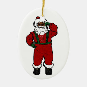 Décoration En Céramique père Noël en velours rouge noir