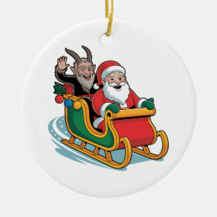 Décoration En Céramique Père Noël et Krampus Mal noir Noël Horreur Noël No
