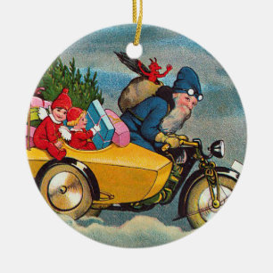 Décoration En Céramique Père Noël et le sidecar