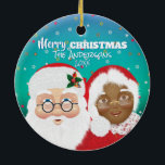 Décoration En Céramique père Noël et Mme Claus Noël Biracial<br><div class="desc">père Noël et Mme Claus sont Joyeuses et brillantes.</div>
