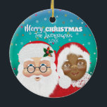 Décoration En Céramique père Noël et Mme Claus Noël Biracial<br><div class="desc">père Noël et Mme Claus sont Joyeuses et brillantes.</div>