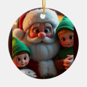 Décoration En Céramique Père Noël et ses lutins