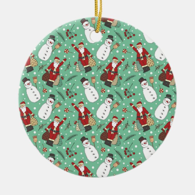 Décoration En Céramique Père Noël et Snowmen (Devant)