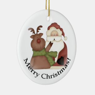 Décoration En Céramique Père Noël et son renne
