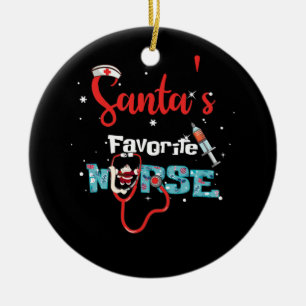 Décoration En Céramique Père Noël Favori Nurse Noël Stethoscope