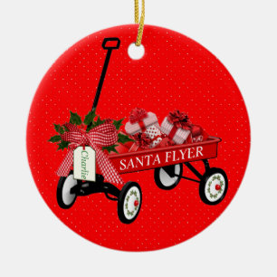 Décoration En Céramique Père Noël Flyer Toy Wagon Name Porcelaine Christ