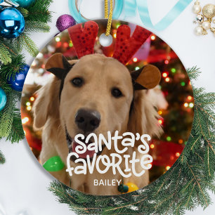 Décoration En Céramique père Noël Fun Fun Pet Favori Photo Chien de Noë