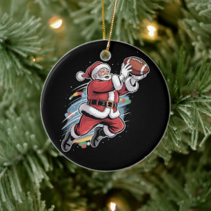 Décoration En Céramique Père Noël jouant au football américain Noël 