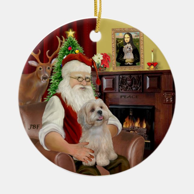 Décoration En Céramique Père Noël-Lhasa Apso (R2) (Devant)