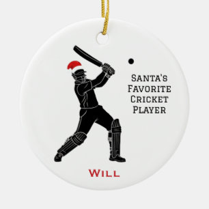 Décoration En Céramique Père Noël mignon personnalisé jouant au cricket