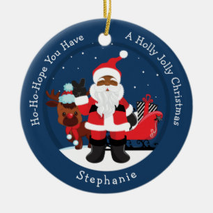 Décoration En Céramique Père Noël noire avec Rudolph