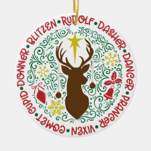 Décoration En Céramique Père Noël : Noms Magiques Des Rennes Volants   Noë