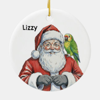 Décoration En Céramique Père Noël personnalisé avec perroquet amazone