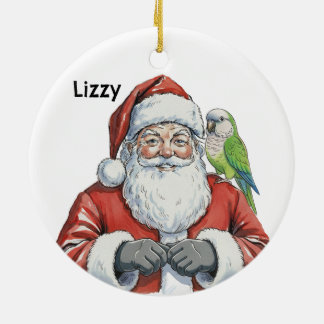 Décoration En Céramique Père Noël personnalisé avec perroquet quaker