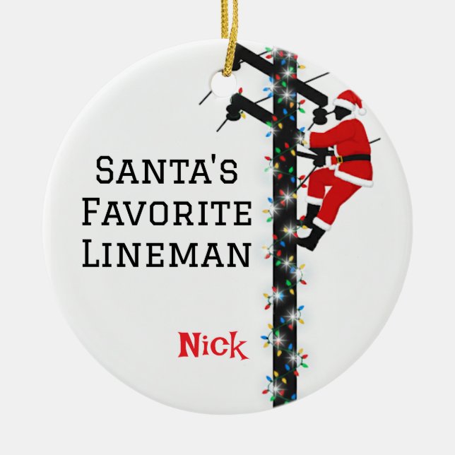Décoration En Céramique Père Noël personnalisé Favori Lineman (Devant)