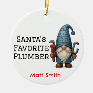 Décoration En Céramique Père Noël personnalisé Favori Plumber/Handyman
