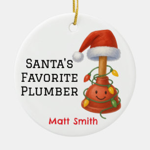 Décoration En Céramique Père Noël personnalisé  le plombier favori