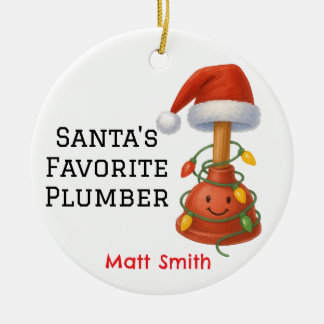 Décoration En Céramique Père Noël personnalisé le plombier favori