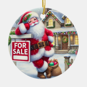 Décoration En Céramique Père Noël personnalisée en tant qu'agent immobilie
