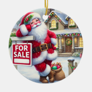 Décoration En Céramique Père Noël personnalisée en tant qu'agent immobilie