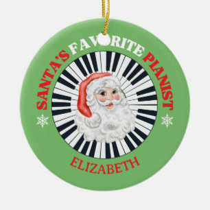 Décoration En Céramique Père Noël Pianiste préféré Cercle Piano Santa Clau