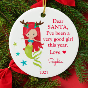 Décoration En Céramique Père Noël sirène J'ai été une bonne fille Photo No
