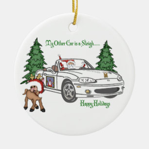 Décoration En Céramique Père Noël Sleigh-Blanc