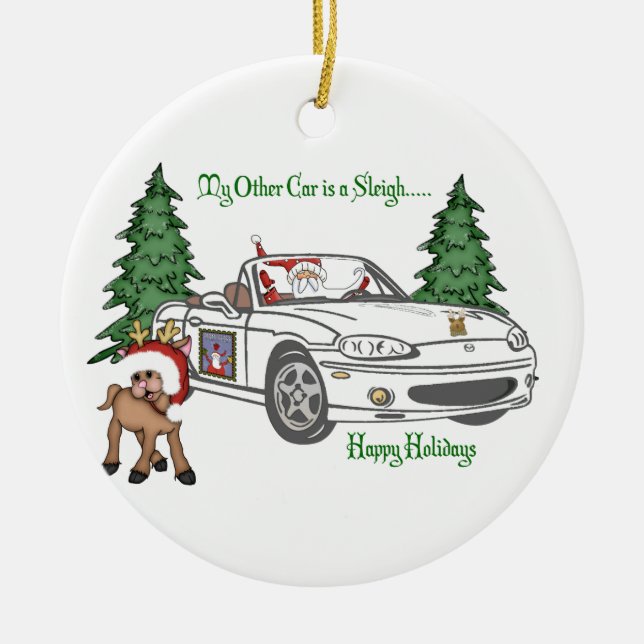 Décoration En Céramique Père Noël Sleigh-Blanc (Devant)