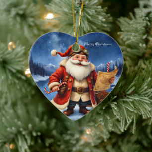 Décoration En Céramique Père Noël Steampunk – Aventure de Noël Vintage