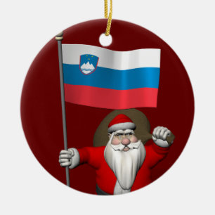 Décoration En Céramique Père Noël Sucré Avec L'Enseigne De Slovénie