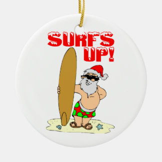 Décoration En Céramique Père Noël surfant